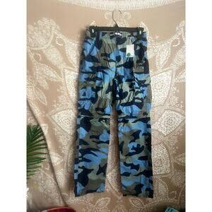 NWT Mini Boden Boys Camo Zip-Off Legs Pants Convertible Shorts